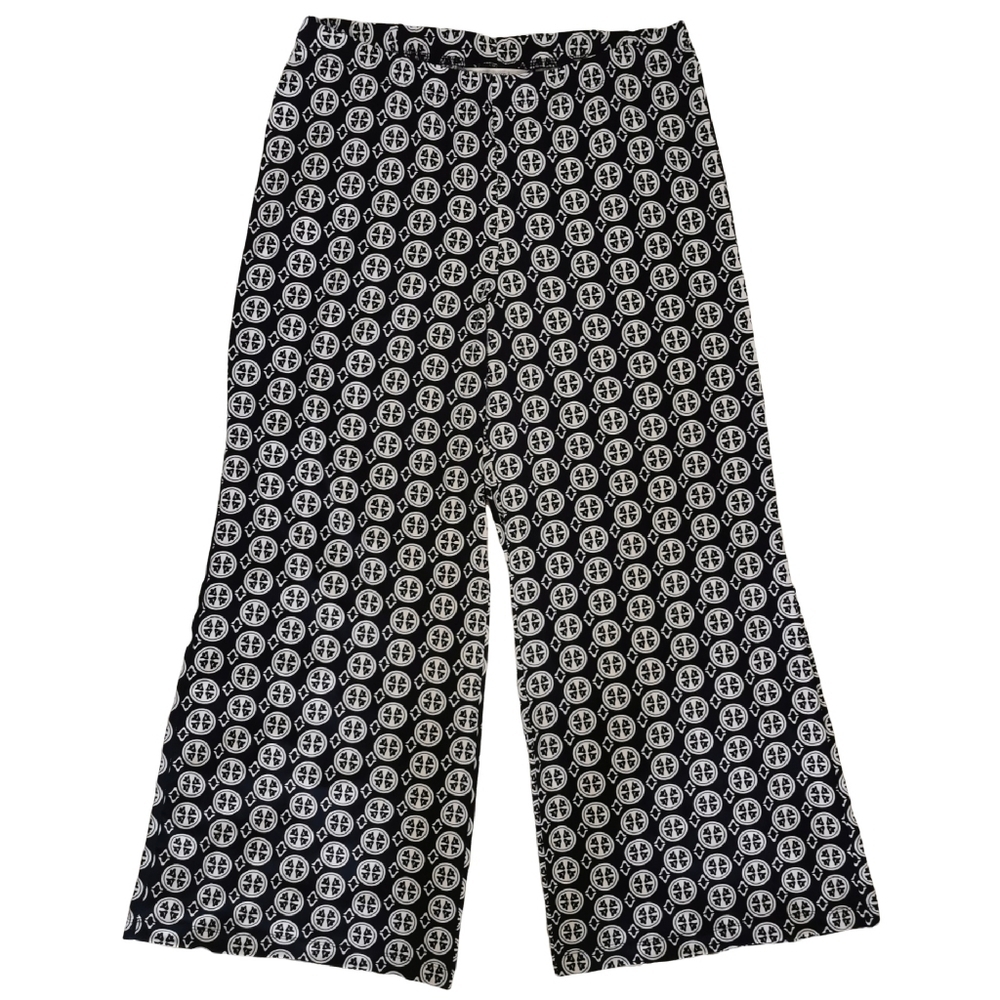 Peter Nygard Wide Leg Palazzo Pull-On Stretch Pants in Navy & White - Sz L